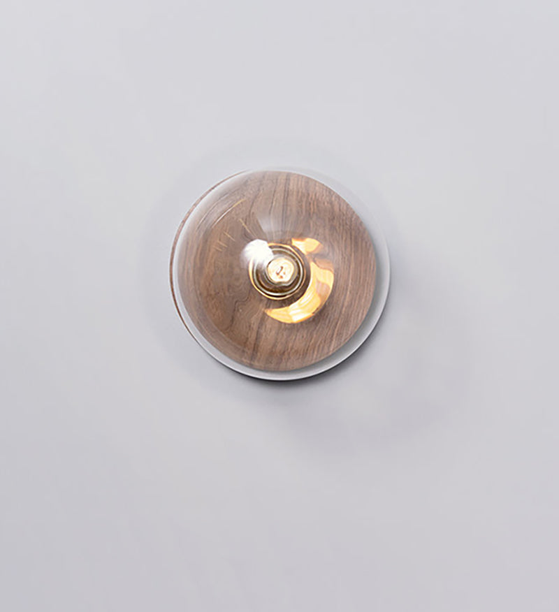 Globe LED Wall Light with Wood Lamp Fixture in Scandinavian Style_Clear