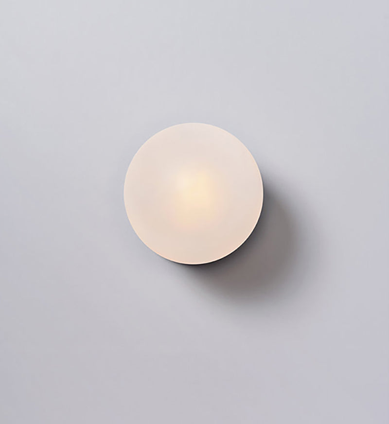 Globe LED Wall Light with Wood Lamp Fixture in Scandinavian Style_Frosted Glass Front View