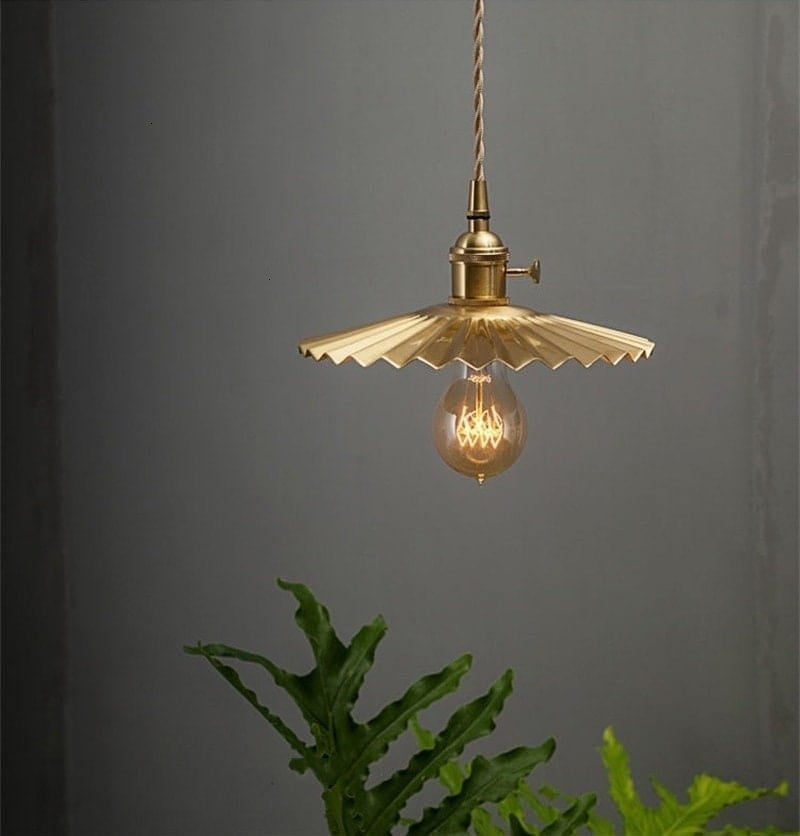 Golden_Brushed_Brass_Pendant_LED_Light_in_Pleated_Tutu_Shape_Display