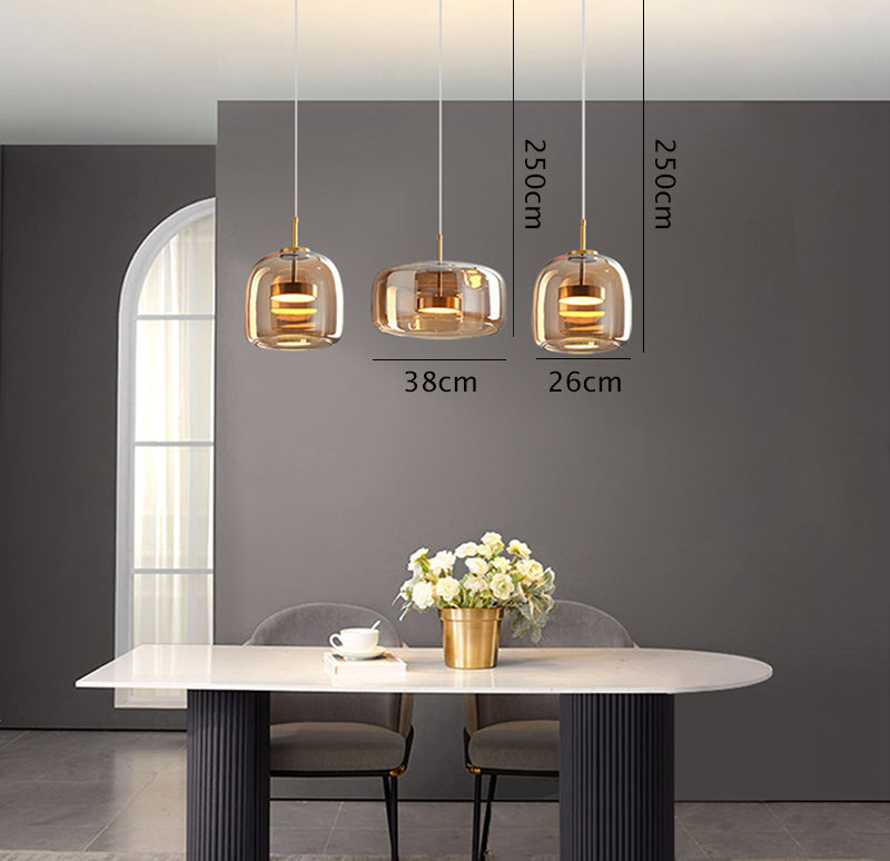 Handmade Double Glazed Glass Pendant LED Light in Modern & Contemporary Style_Dimensions
