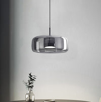 Handmade Double Glazed Glass Pendant LED Light in Modern & Contemporary Style Gray Closeup