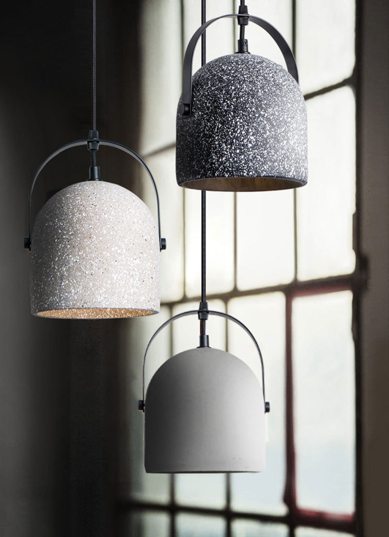 Industrial White Bucket Concrete Pendant Light