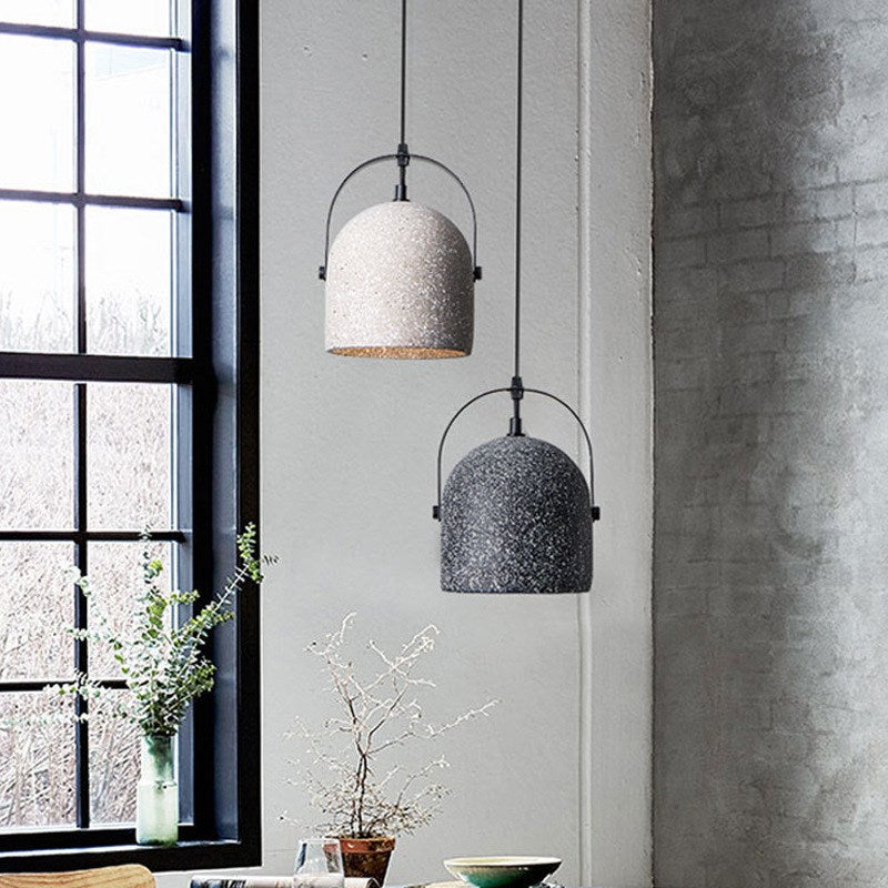 Industrial White Bucket Concrete Pendant Light
