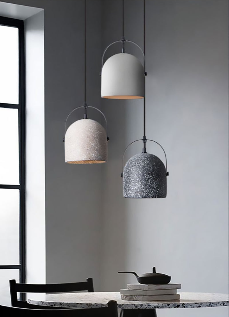Industrial White Bucket Concrete Pendant Light