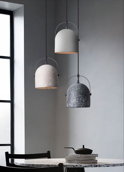 Industrial White Bucket Concrete Pendant Light