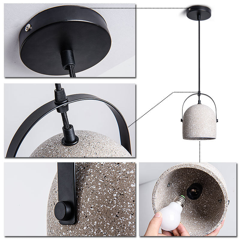Industrial White Bucket Concrete Pendant Light