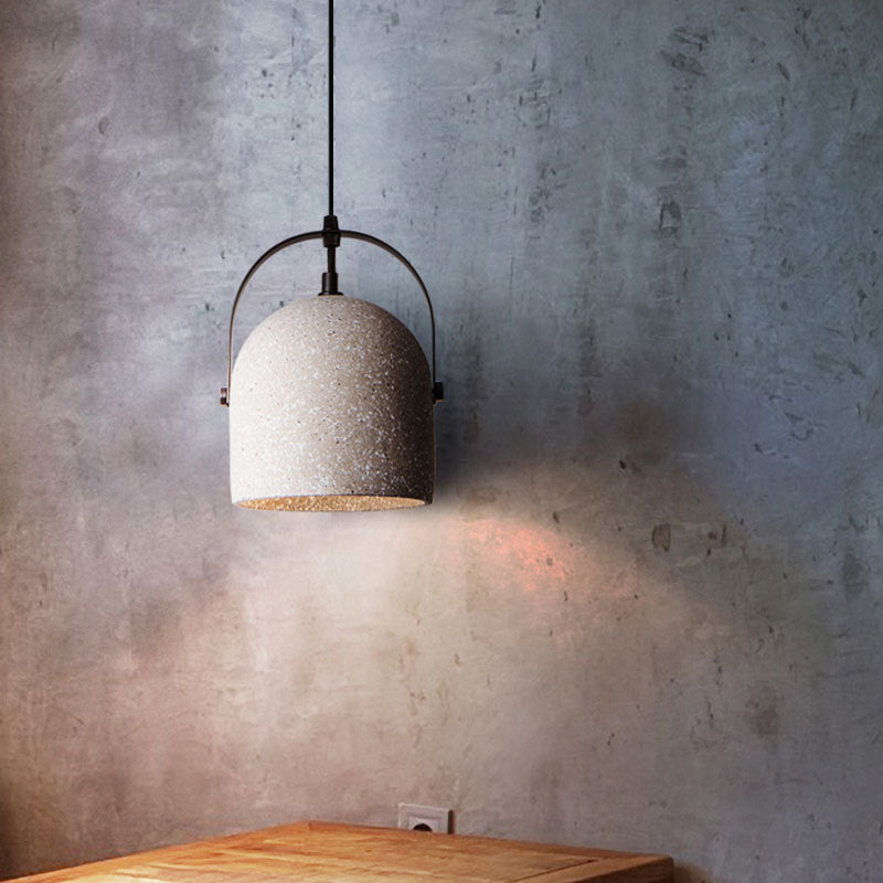Industrial White Bucket Concrete Pendant Light