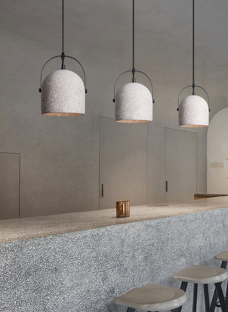 Industrial White Bucket Concrete Pendant Light