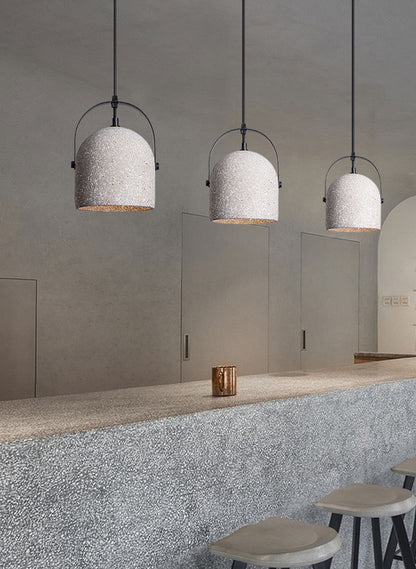 Industrial White Bucket Concrete Pendant Light