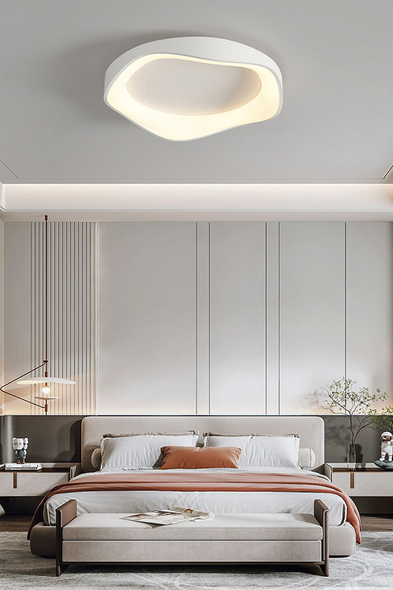 Irregular-shaped LED Flush Mount Ceiling Light in Scandinavian Style White in Cozy Scandinavian Bedroom