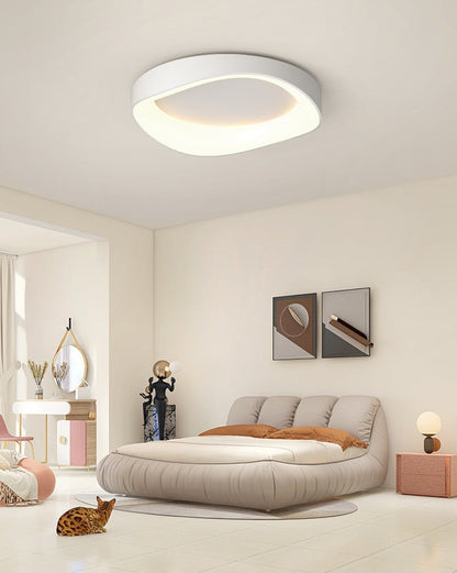Irregular-shaped LED Flush Mount Ceiling Light in Scandinavian Style White in Minimalist Bedroom