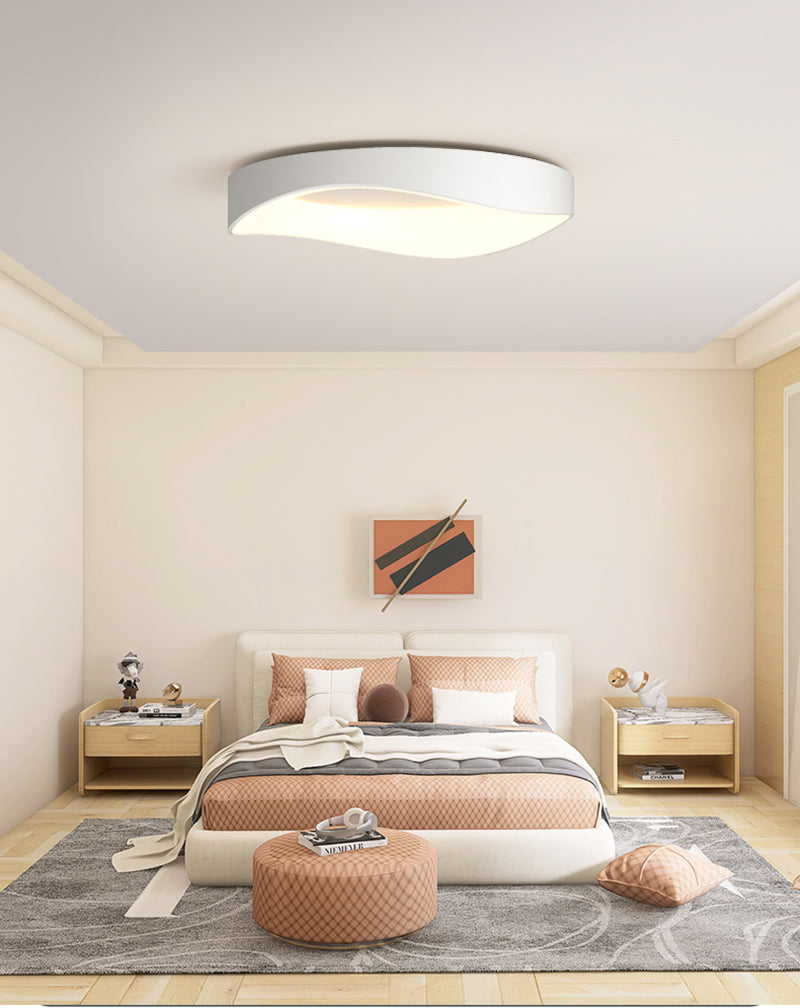 Irregular-shaped LED Flush Mount Ceiling Light in Scandinavian Style White in Scandinavian Bedroom