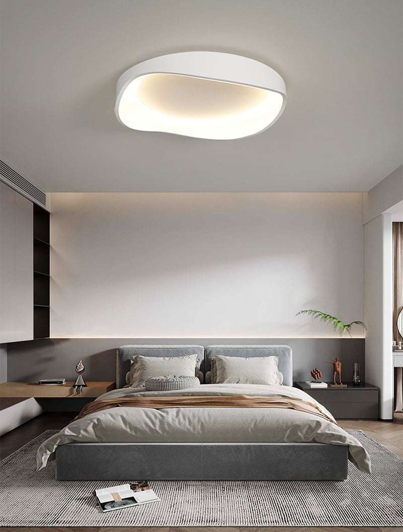 Irregular-shaped LED Flush Mount Ceiling Light in Scandinavian Style White in Cozy Scandinavian Bedroom