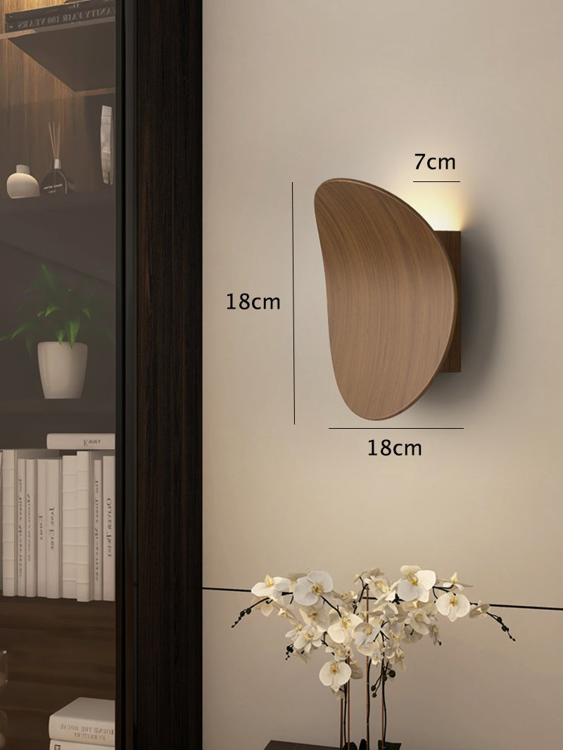 Japanese Curved Wooden Plate LED Wall Light Dimensions
