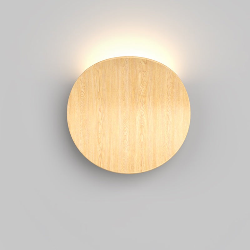 Japanese Curved Wooden Plate LED Wall Light Oak Closeup