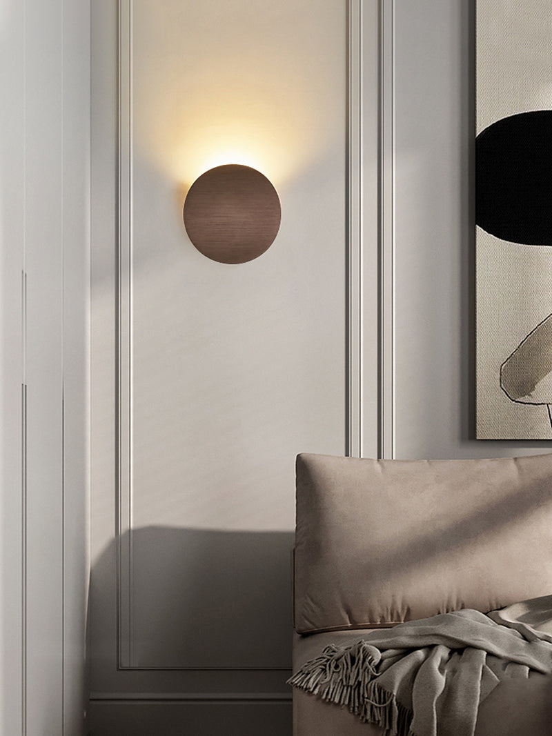 Japanese Curved Wooden Plate LED Wall Light Walnut in Nordic Bedroom