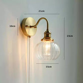 Blue Glass Ball Wall Light in Vintage Style_Dimensions