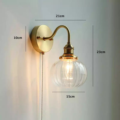 Blue Glass Ball Wall Light in Vintage Style_Dimensions