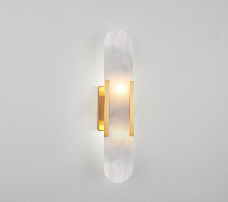 Marble LED Oval Wall Light in Art Deco Style Marble Lit