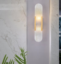 Marble LED Oval Wall Light in Art Deco Style at Entrance
