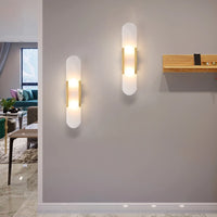 Marble LED Oval Wall Light in Art Deco Style in Modern Hallway