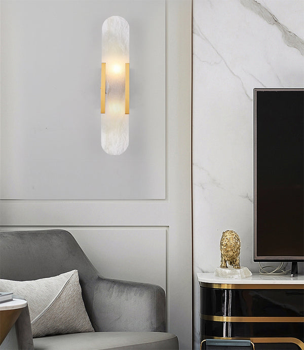Marble LED Oval Wall Light in Art Deco Style in Modern Work Space