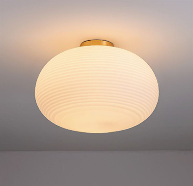 Modern Ceramic Lantern LED Flush Mount Ceiling Light Fixture in Art Deco Style_Round Warm