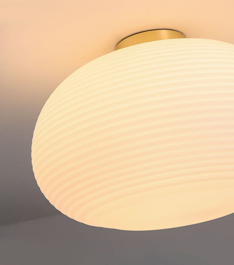 Modern Ceramic Lantern LED Flush Mount Ceiling Light Fixture in Art Deco Style_Round_Close up