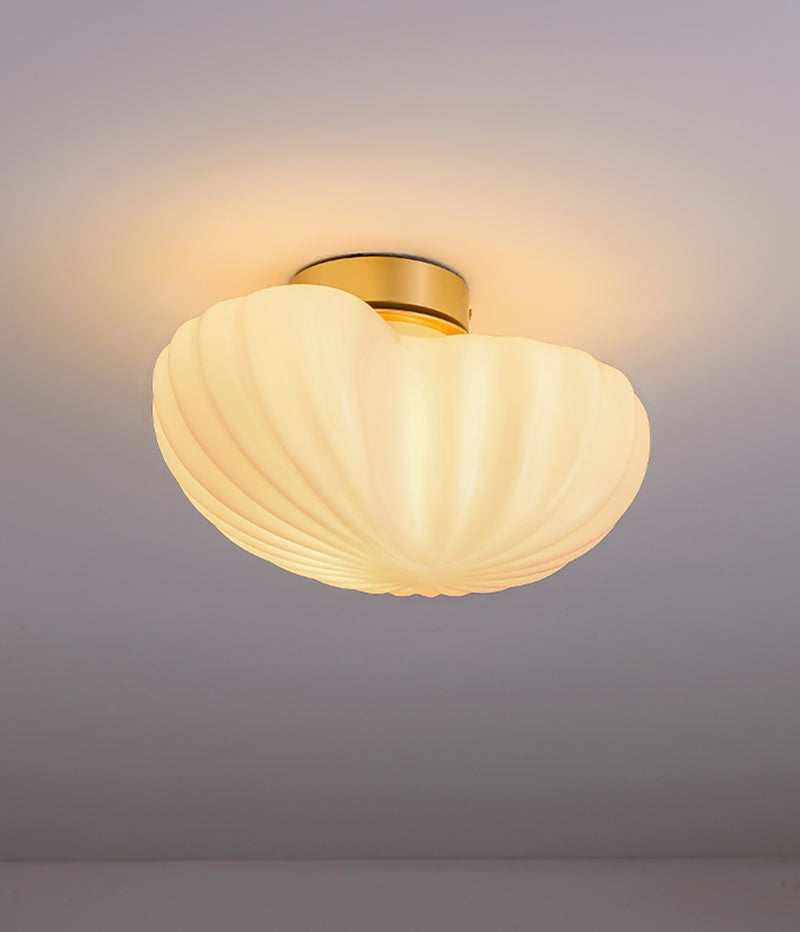 Modern Ceramic Lantern LED Flush Mount Ceiling Light Fixture in Art Deco Style_Eggshell