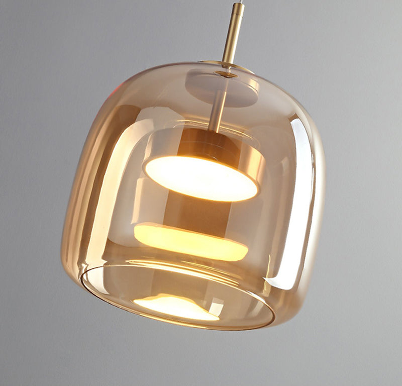 Modern &amp; Contemporary Double Glazed Amber Glass Pendant Light