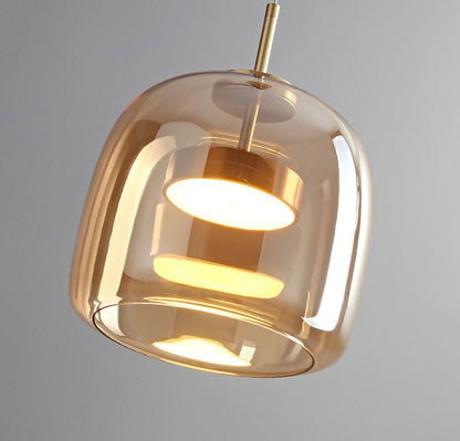 Modern &amp; Contemporary Double Glazed Amber Glass Pendant Light