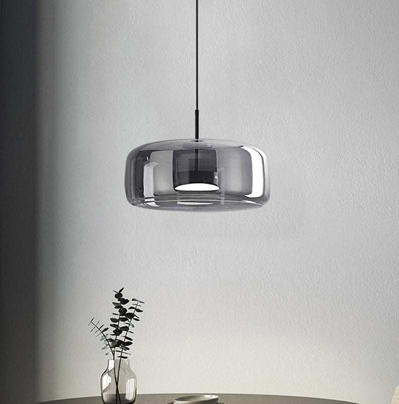 Modern &amp; Contemporary Double Glazed Space Gray Glass Pendant Light