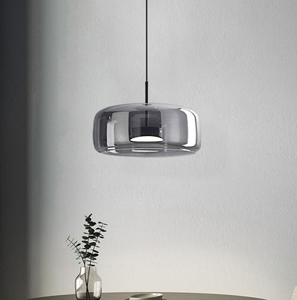 Modern &amp; Contemporary Double Glazed Space Gray Glass Pendant Light