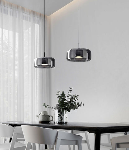 Modern &amp; Contemporary Double Glazed Space Gray Glass Pendant Light