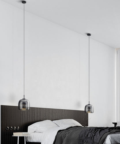 Modern &amp; Contemporary Double Glazed Space Gray Glass Pendant Light