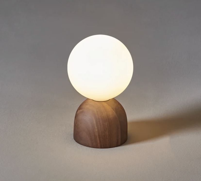 Modern &amp; Contemporary Globe Table Lamp with Walnut Wood Stand