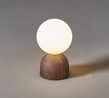 Modern &amp; Contemporary Globe Table Lamp with Walnut Wood Stand