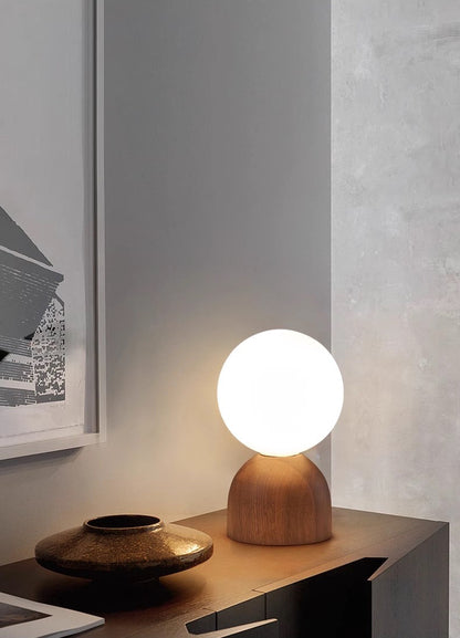 Modern &amp; Contemporary Globe Table Lamp with Walnut Wood Stand