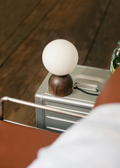 Modern &amp; Contemporary Globe Table Lamp with Walnut Wood Stand