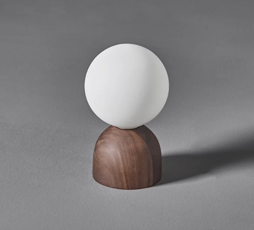 Modern &amp; Contemporary Globe Table Lamp with Walnut Wood Stand