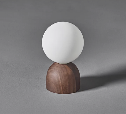 Modern &amp; Contemporary Globe Table Lamp with Walnut Wood Stand