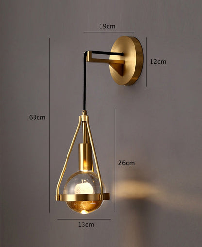 Modern &amp; Contemporary Raindrop Golden Wall Light Dimensions