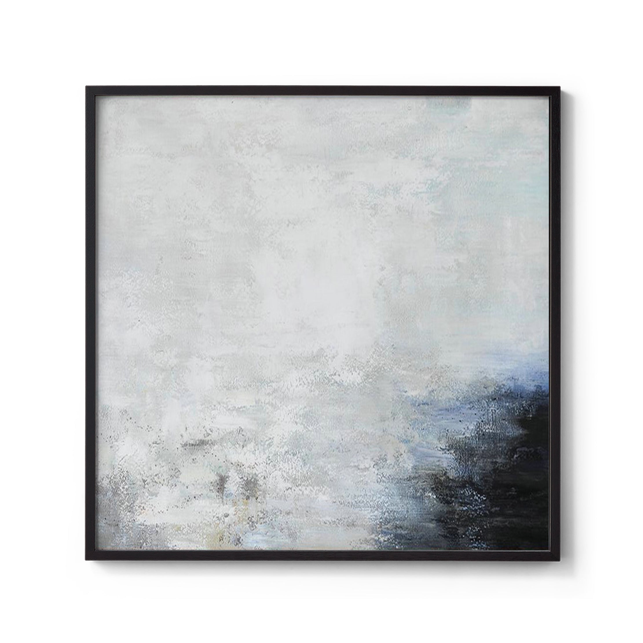 Minimalist Abstract Painting Wall Art on Plain Gray and Blue Background