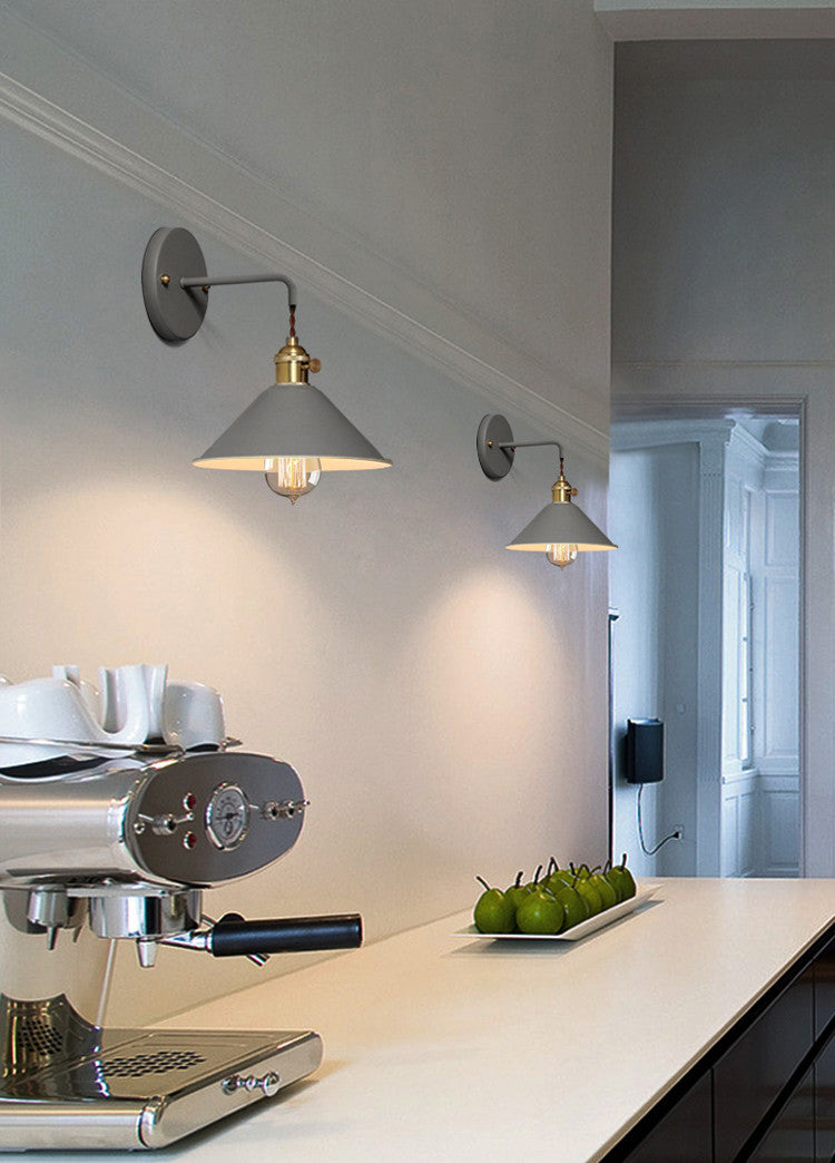 Nordic Industrial Cone Blue Wall Light