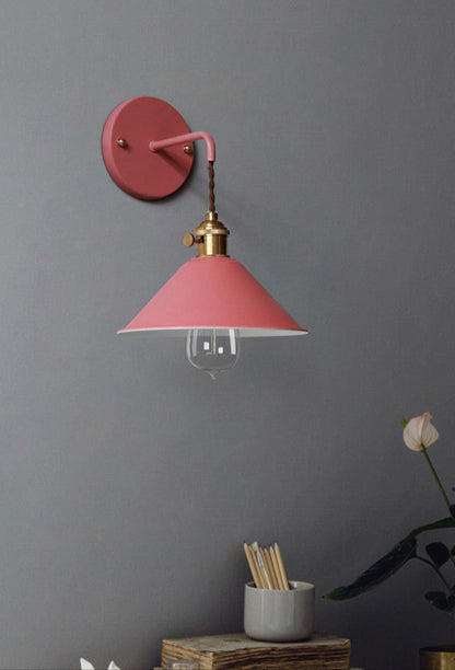 Nordic Industrial Cone Blue Wall Light