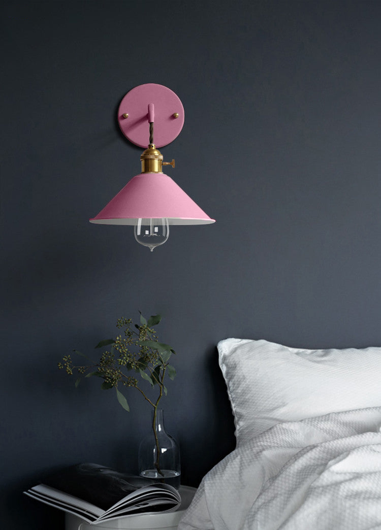 Nordic Industrial Cone Pink Wall Light