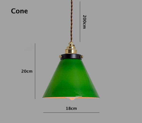 Opaline Glass Pendant LED Light in French Vintage Emerald Green Style - Bulb Included
