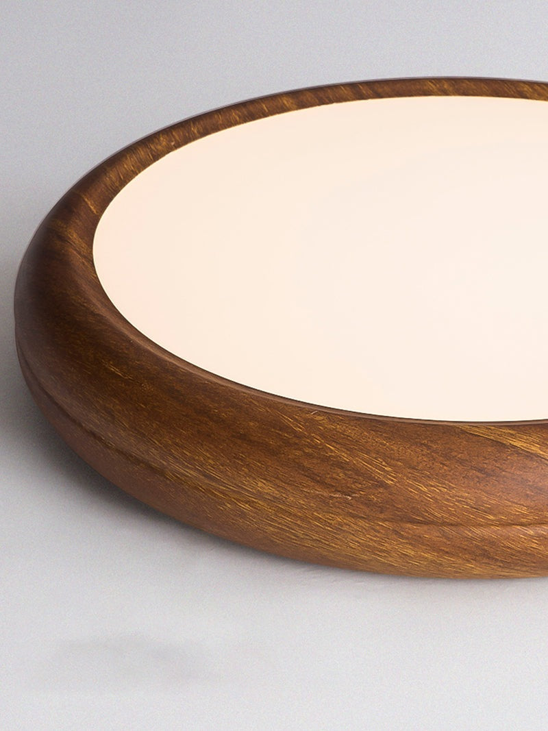 Round Curvy Wooden LED Flush Mount Ceiling Light in Scandinavian Style Close up