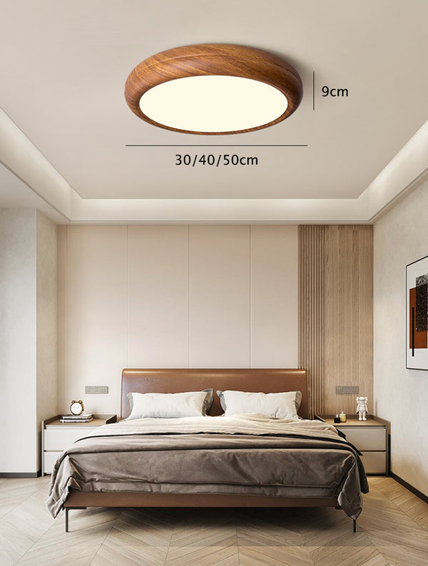 Round Curvy Wooden LED Flush Mount Ceiling Light in Scandinavian Style Dimensions