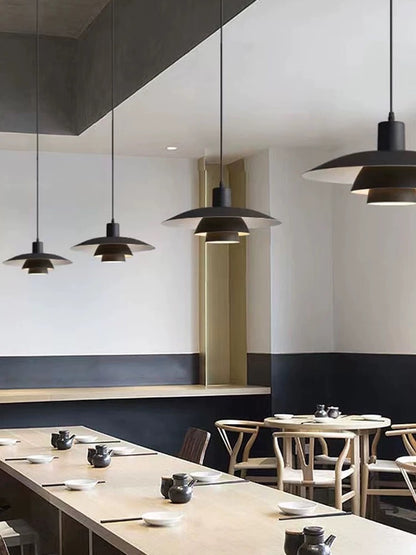 Scandi Mid-Century Modern Black Umbrella Ceiling Pendant Light